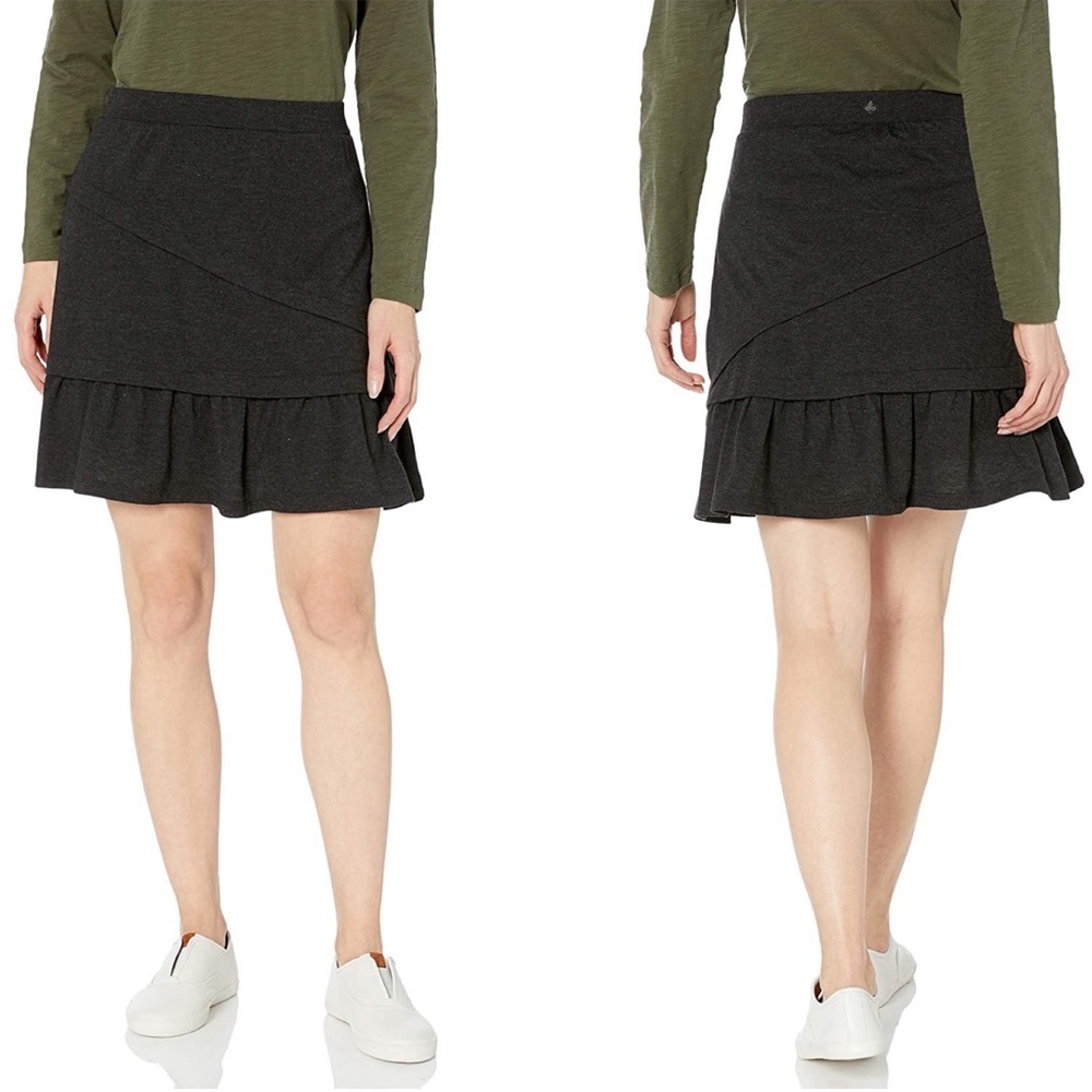 Prana Leah heathered wool blend tiered skirt S